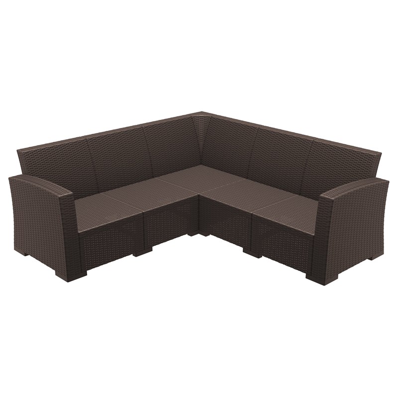Compamia Monaco 5 Piece Outdoor Sectional in Brown with Cushion
