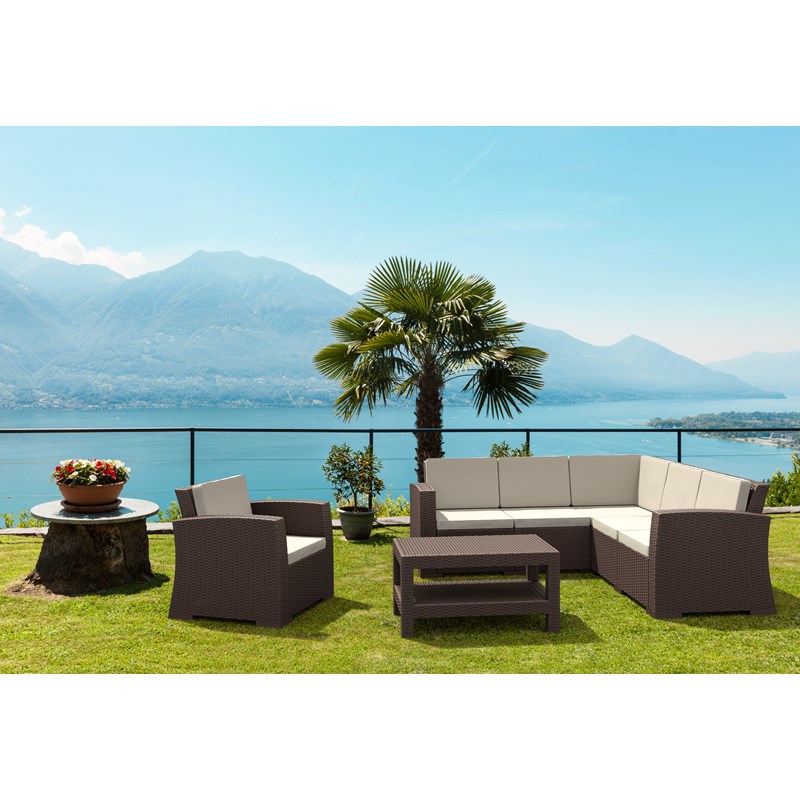 Compamia Monaco 5 Piece Outdoor Sectional in Brown with Cushion