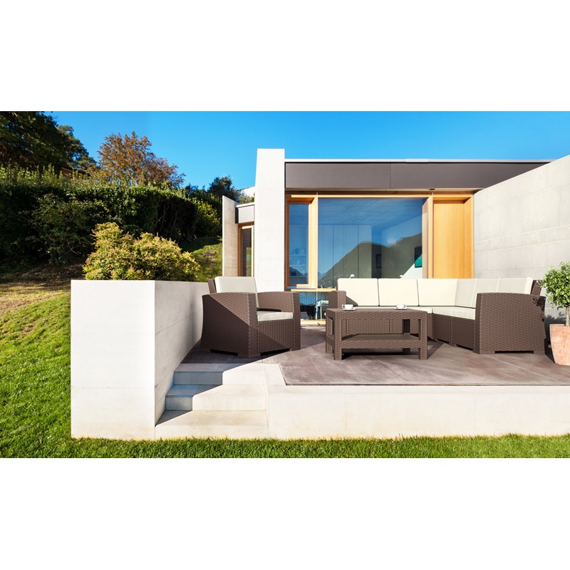 Compamia Monaco 5 Piece Outdoor Sectional in Brown with Cushion