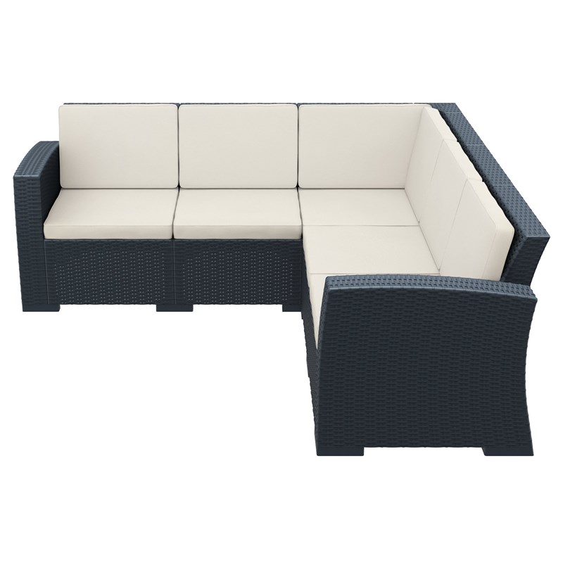 Compamia Monaco 5 Piece Outdoor Sectional in Dark Gray with Cushion