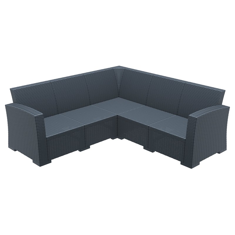 Compamia Monaco 5 Piece Outdoor Sectional in Dark Gray with Cushion
