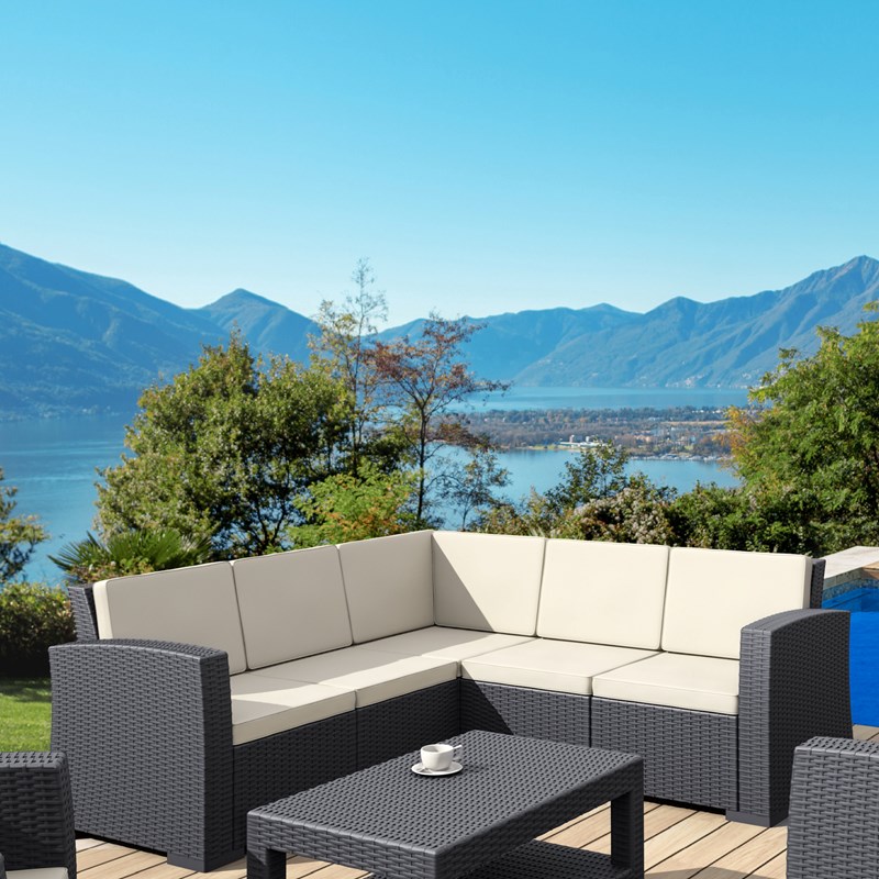 Compamia Monaco 5 Piece Outdoor Sectional in Dark Gray with Cushion