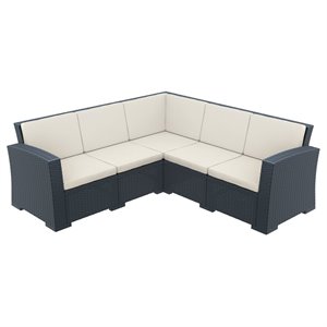 Compamia Monaco 5 Piece Outdoor Sectional in Dark Gray with Cushion
