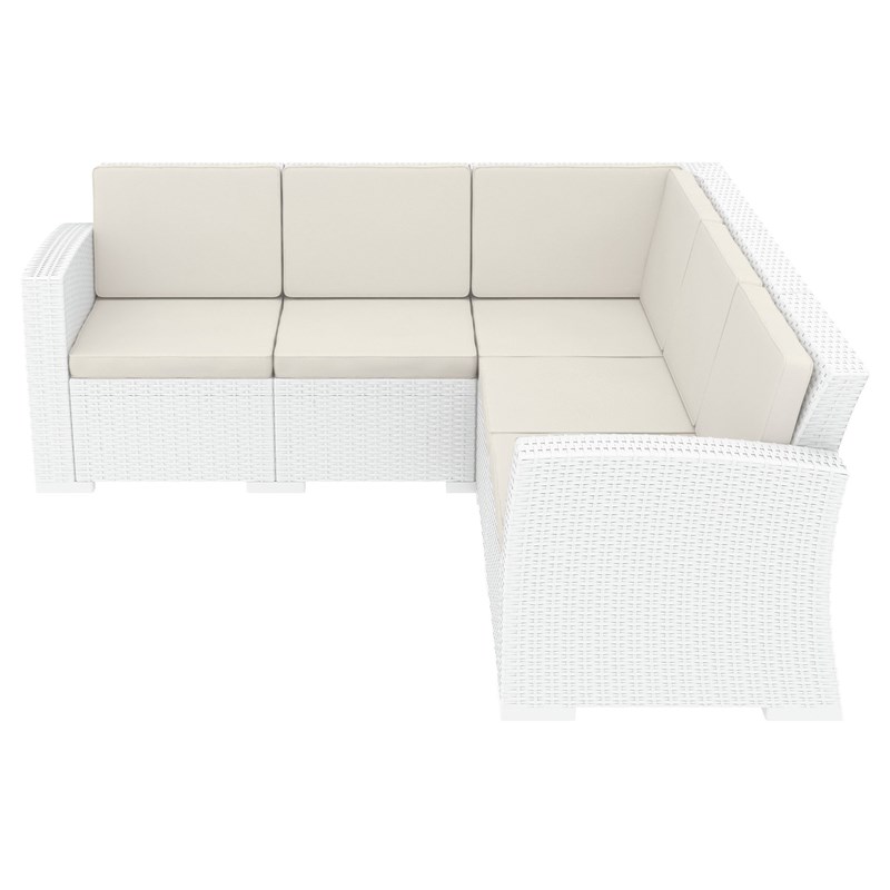 Compamia Monaco 5 Piece Outdoor Sectional in White with Cushion