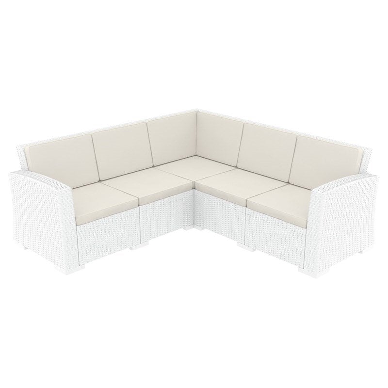Compamia Monaco 5 Piece Outdoor Sectional in White with Cushion