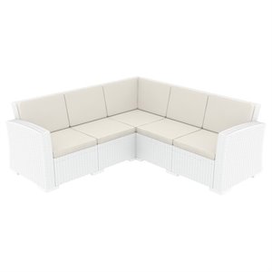 Compamia Monaco 5 Piece Outdoor Sectional in White with Cushion