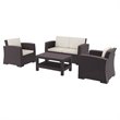 Compamia Monaco 4 Piece Outdoor Sofa Set in Brown with Cushion