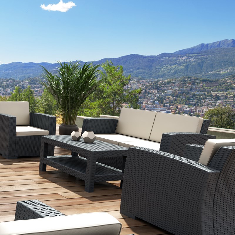 Compamia Monaco 4 Piece Outdoor Sofa Set in Dark Gray with Cushion
