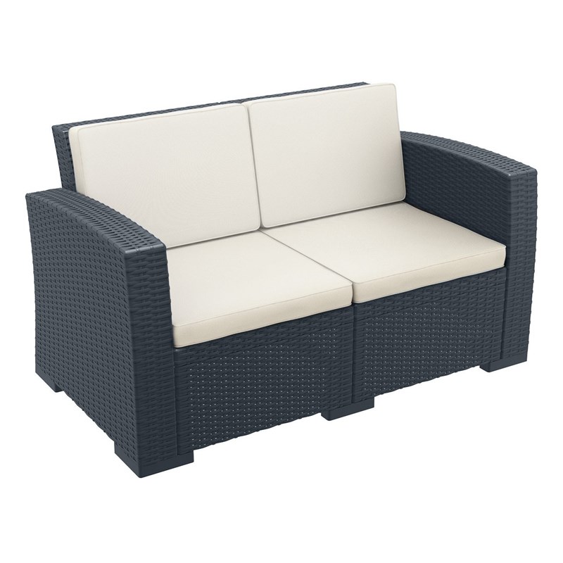 Compamia Monaco 4 Piece Outdoor Sofa Set in Dark Gray with Cushion