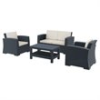 Compamia Monaco 4 Piece Outdoor Sofa Set in Dark Gray with Cushion