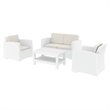Compamia Monaco 4 Piece Outdoor Sofa Set in White with Cushion
