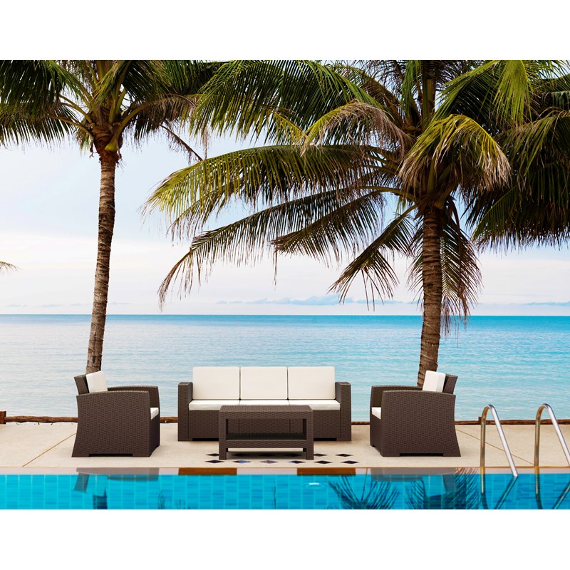 Compamia Monaco 4 Piece Outdoor Sofa Set in Brown with Cushion
