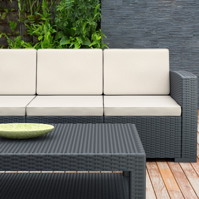 Compamia Monaco 4 Piece Outdoor Sofa Set in Dark Gray with Cushion