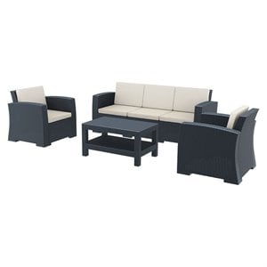 Compamia Monaco 4 Piece Outdoor Sofa Set in Dark Gray with Cushion