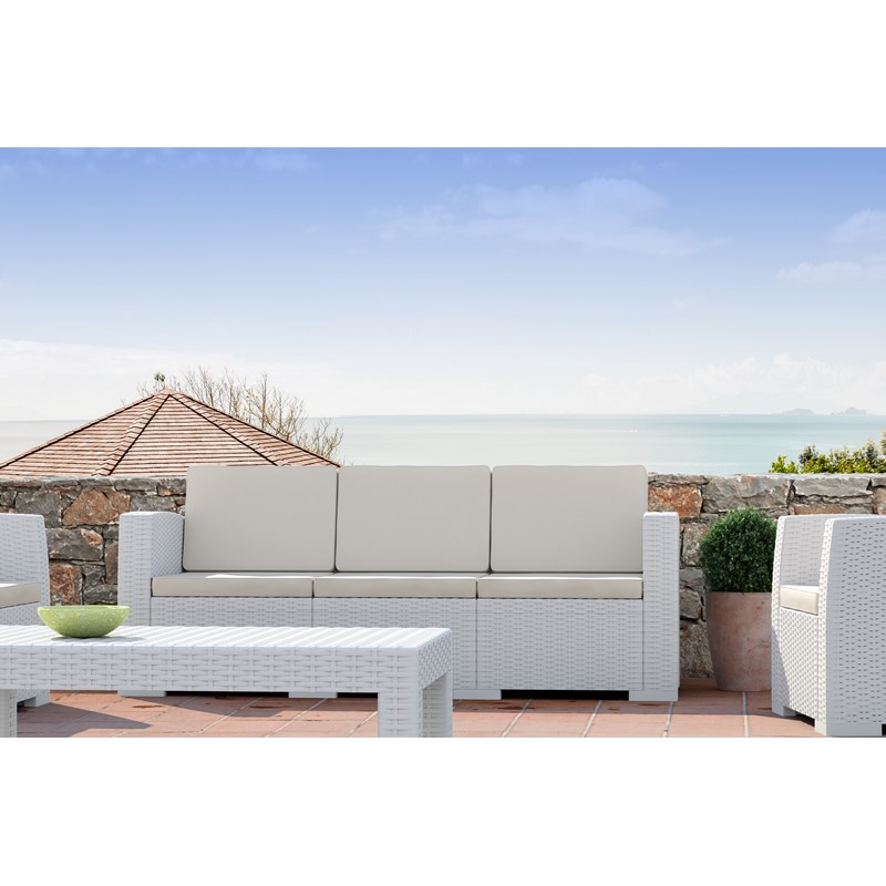 Compamia Monaco 4 Piece Outdoor Sofa Set in White with Cushion