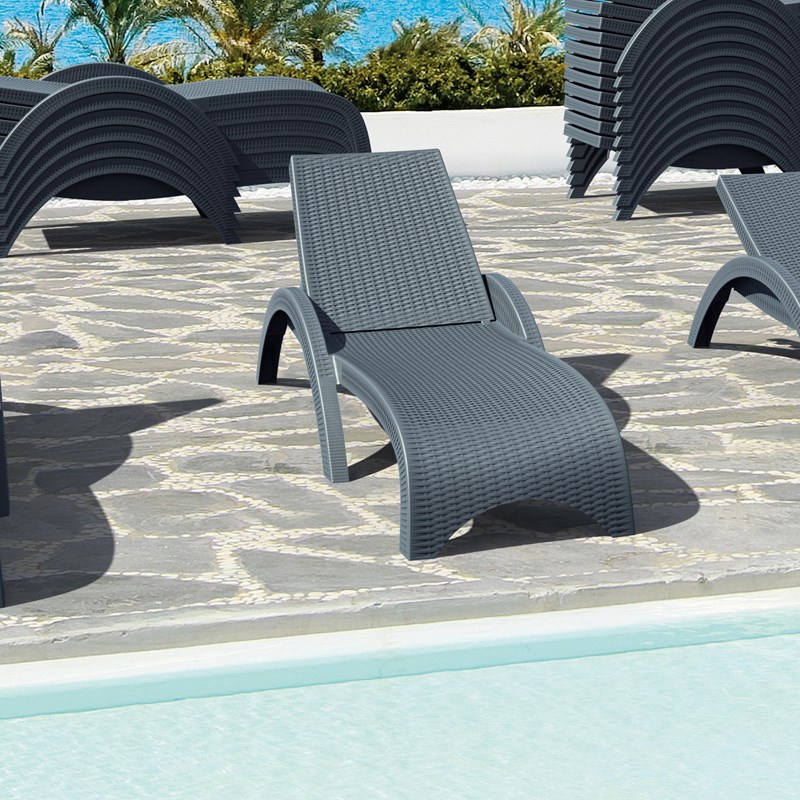 Compamia Miami Wickerlook Chaise Lounge in Dark Gray