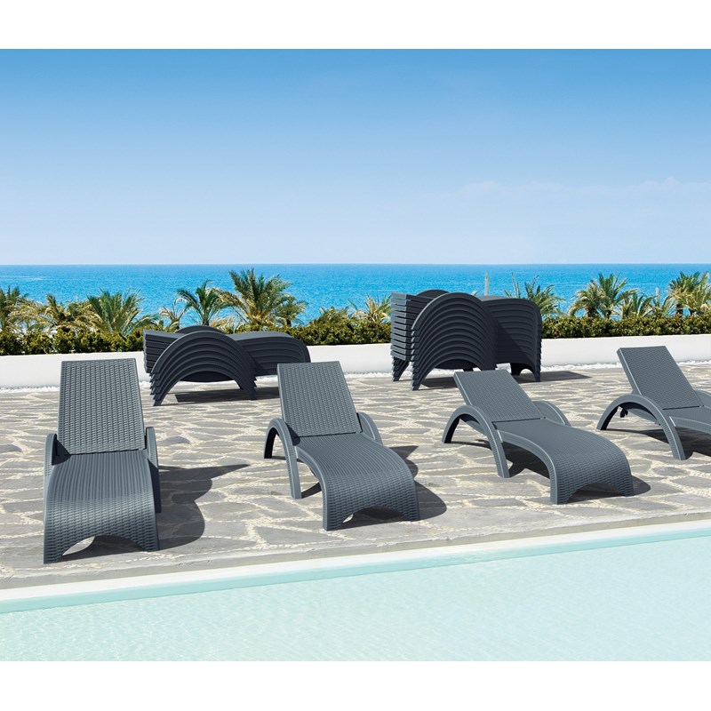 Compamia Miami Wickerlook Chaise Lounge in Dark Gray