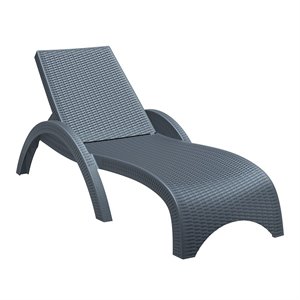 Compamia Miami Wickerlook Chaise Lounge in Dark Gray