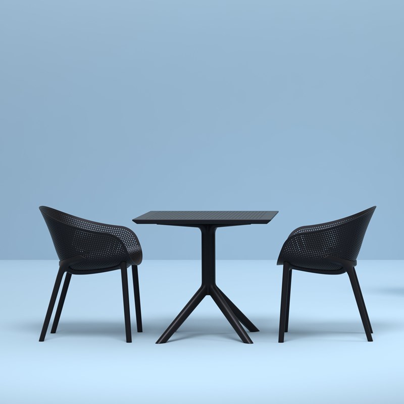 Compamia Sky 3 Piece Patio Bistro Set in Black