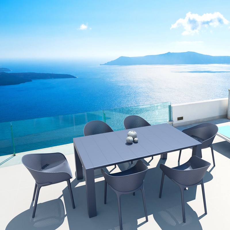 Compamia Sky 7 Piece Extendable Patio Dining Set in Dark Gray
