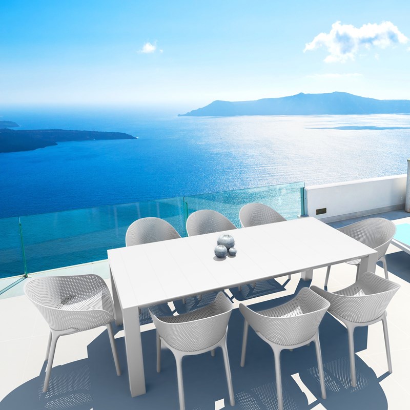 Compamia Sky 9 Piece Extendable Patio Dining Set in White