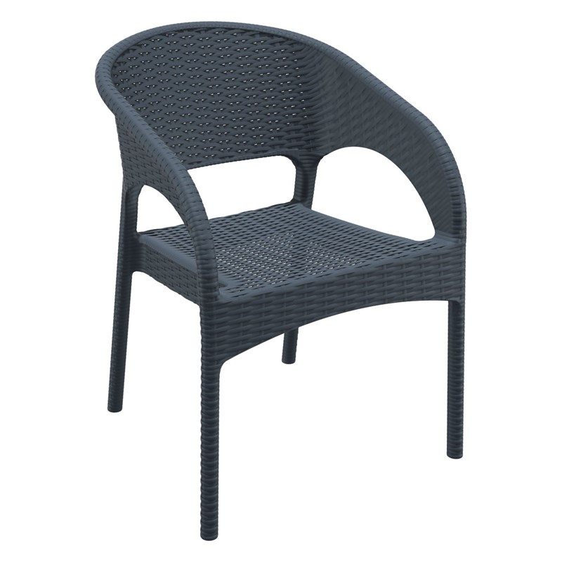 Compamia Panama 3 Piece Patio Conversation Set in Dark Gray
