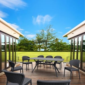 Compamia Daytona 9 Piece Patio Dining Set in Dark Gray