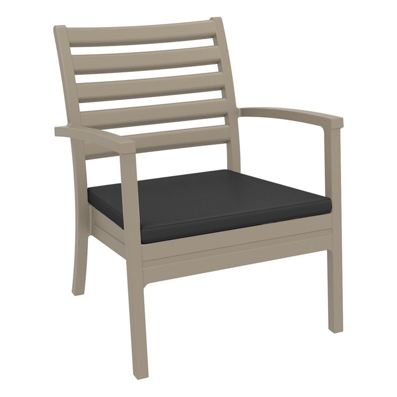 Compamia Artemis XL Club Chair in Taupe with Acrylic Fabric Charcoal Cushions