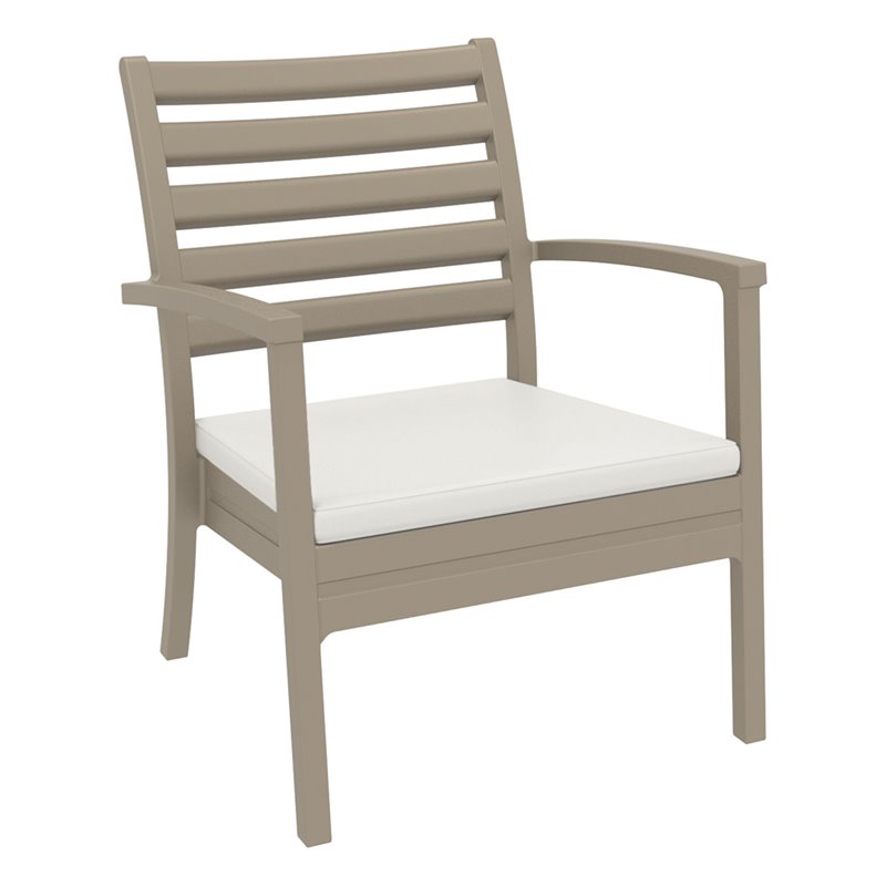 Artemis XL Club Patio Set 7 Piece Taupe with Acrylic Fabric Natural Cushions