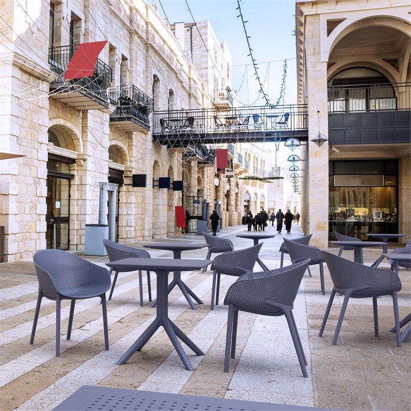 Compamia Sky 27 inch Square Dining in Dark Gray Finish