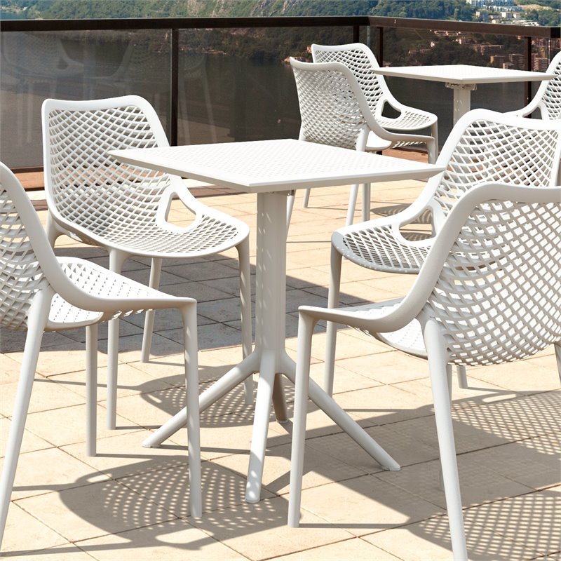 Sky 24 inch Square Folding Table in White finish