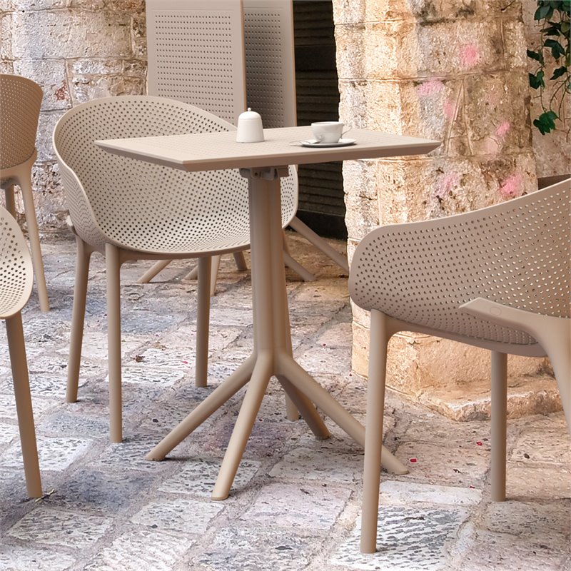 Sky 24 inch Square Folding Table in Taupe finish