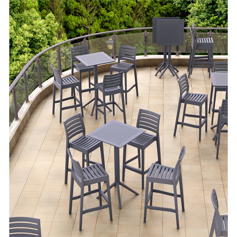 Sky 24 inch Square Folding Bar Table in Dark Gray finish