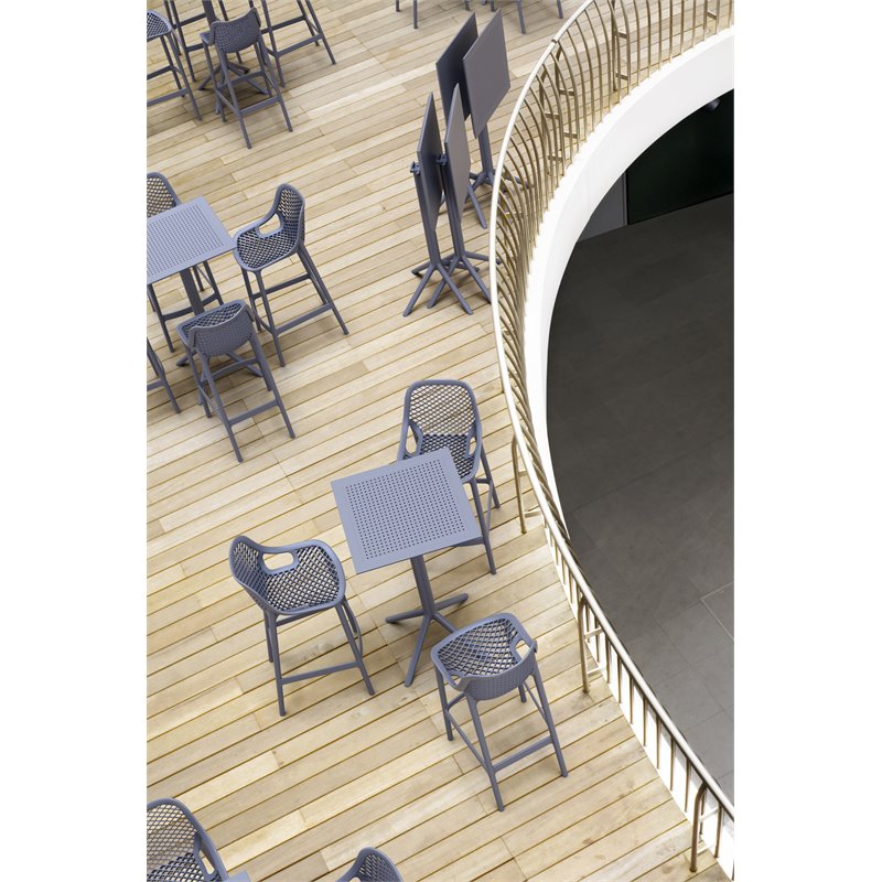 Sky 24 inch Square Folding Bar Table in Dark Gray finish