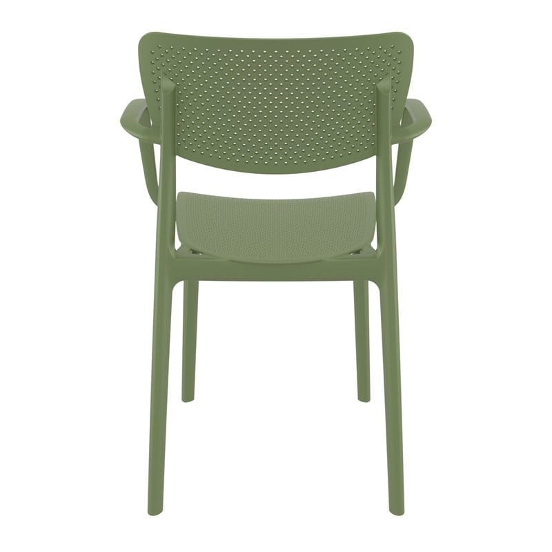 Compamia Loft Indoor Outdoor Dining Arm Chair in Olive Green