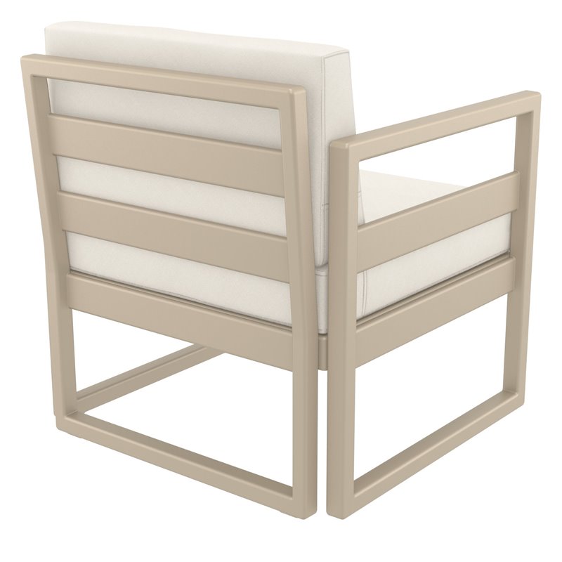 Mykonos Patio Club Chair Taupe with Acrylic Fabric Natural Cushions