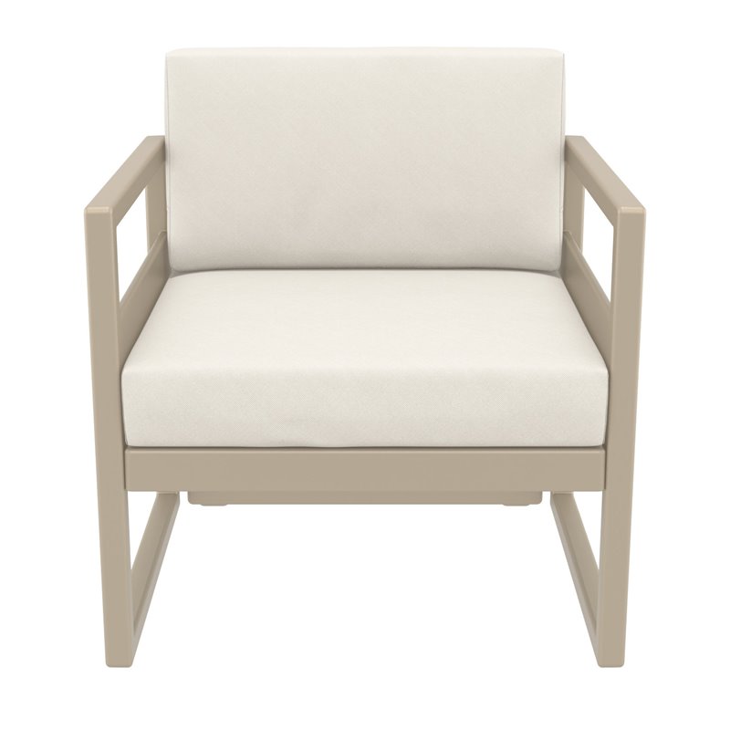 Mykonos Patio Club Chair Taupe with Acrylic Fabric Natural Cushions