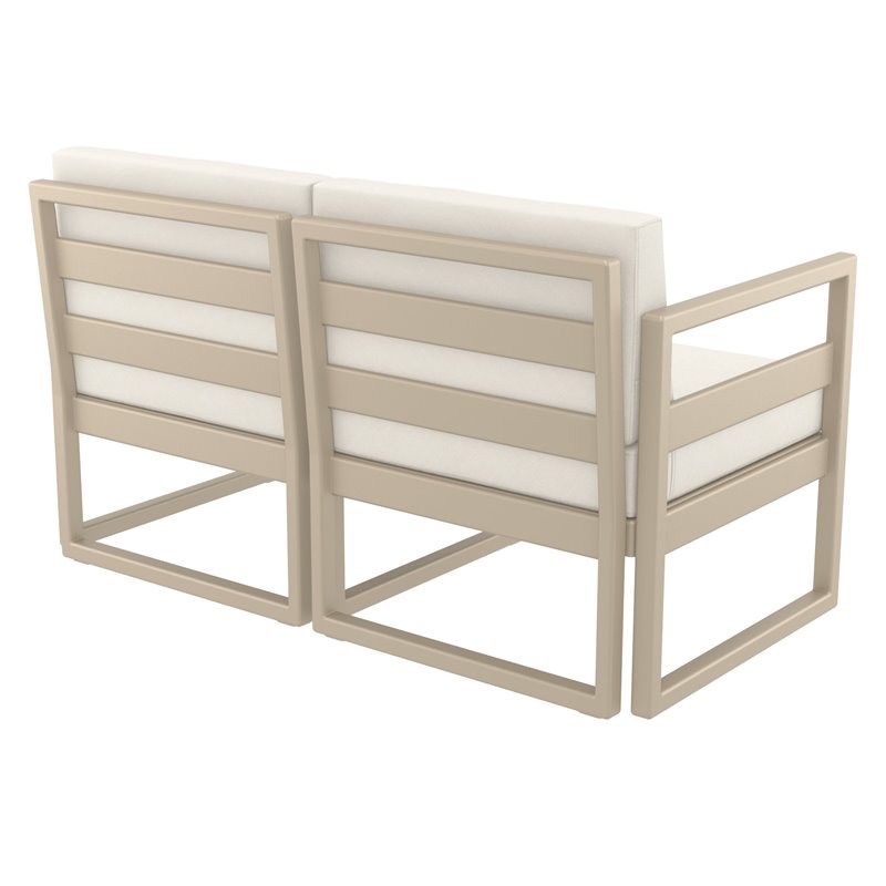 Mykonos Patio Loveseat Taupe with Acrylic Fabric Natural Cushions