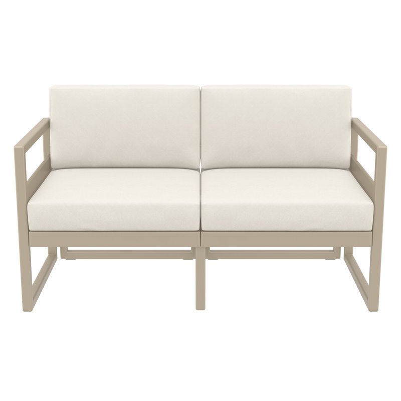 Mykonos Patio Loveseat Taupe with Acrylic Fabric Natural Cushions