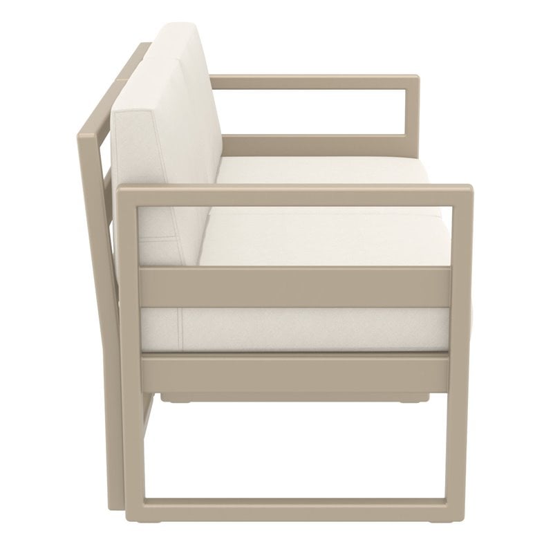 Mykonos Patio Loveseat Taupe with Acrylic Fabric Natural Cushions