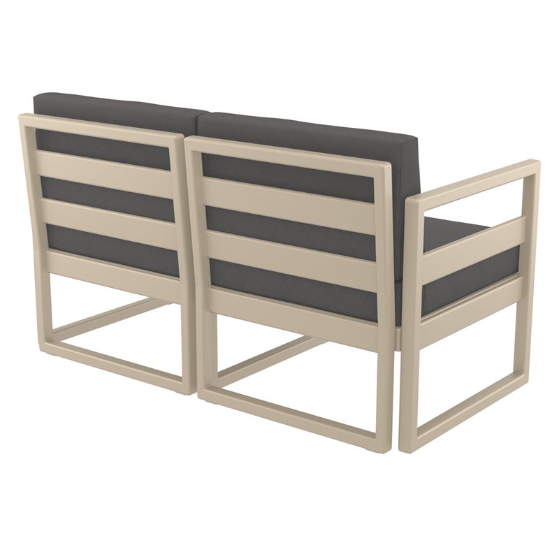 Mykonos Patio Loveseat Taupe with Acrylic Fabric Charcoal Cushions