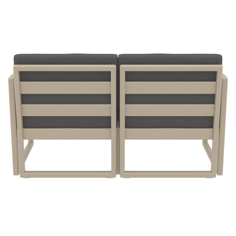 Mykonos Patio Loveseat Taupe with Acrylic Fabric Charcoal Cushions