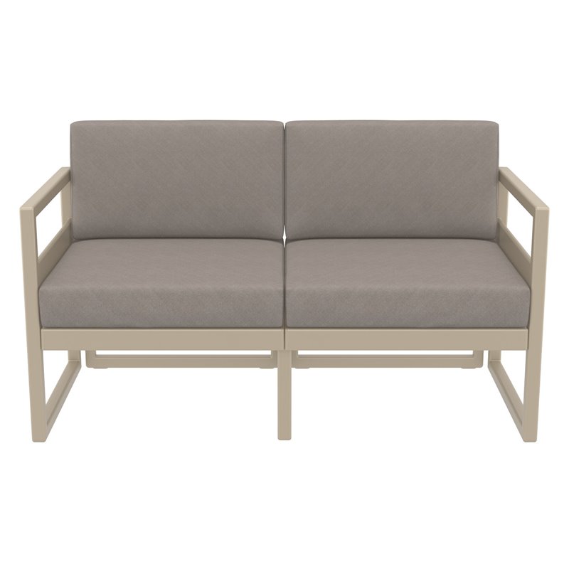 Mykonos Patio Loveseat Taupe with Acrylic Fabric Taupe Cushions