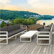 Mykonos Patio Sofa White with Acrylic Fabric Charcoal Cushions