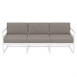 Mykonos Patio Sofa White with Acrylic Fabric Taupe Cushions