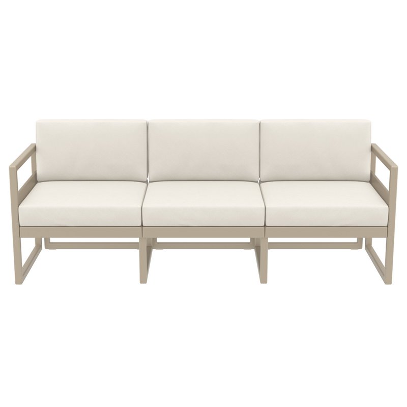 Mykonos Patio Sofa Taupe with Acrylic Fabric Natural Cushions