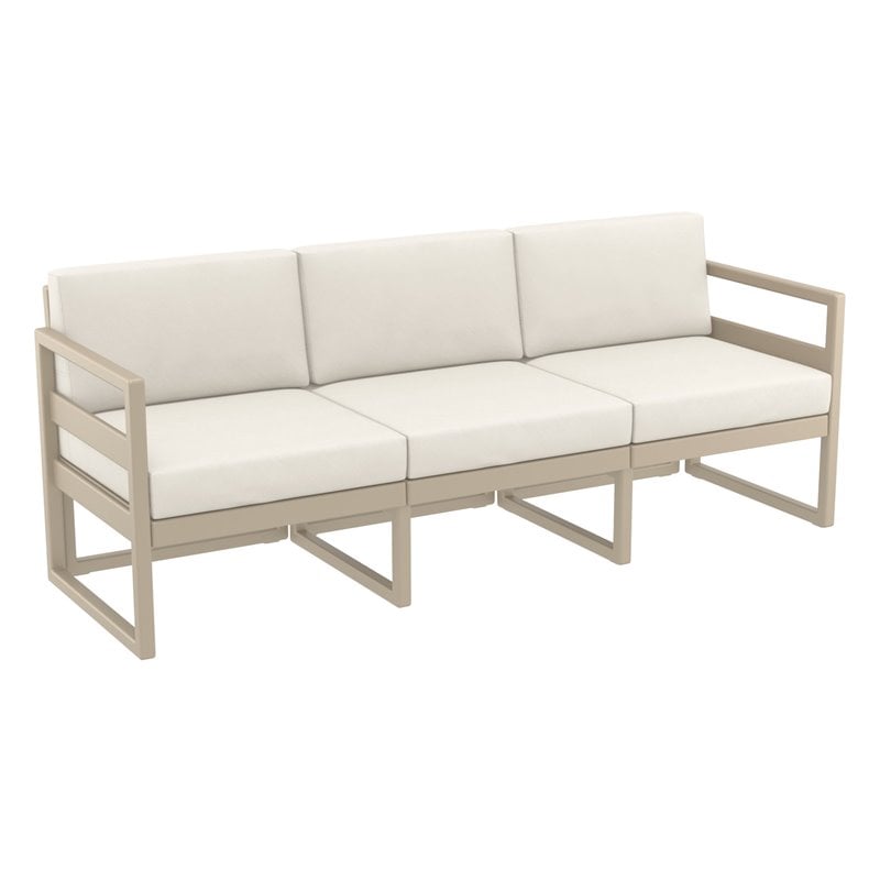 Mykonos Patio Sofa Taupe with Acrylic Fabric Natural Cushions