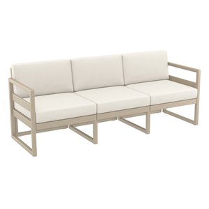 Mykonos Patio Sofa Taupe with Acrylic Fabric Natural Cushions