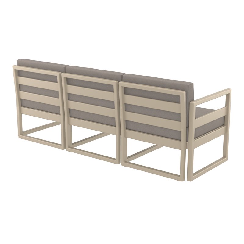 Mykonos Patio Sofa Taupe with Acrylic Fabric Taupe Cushions
