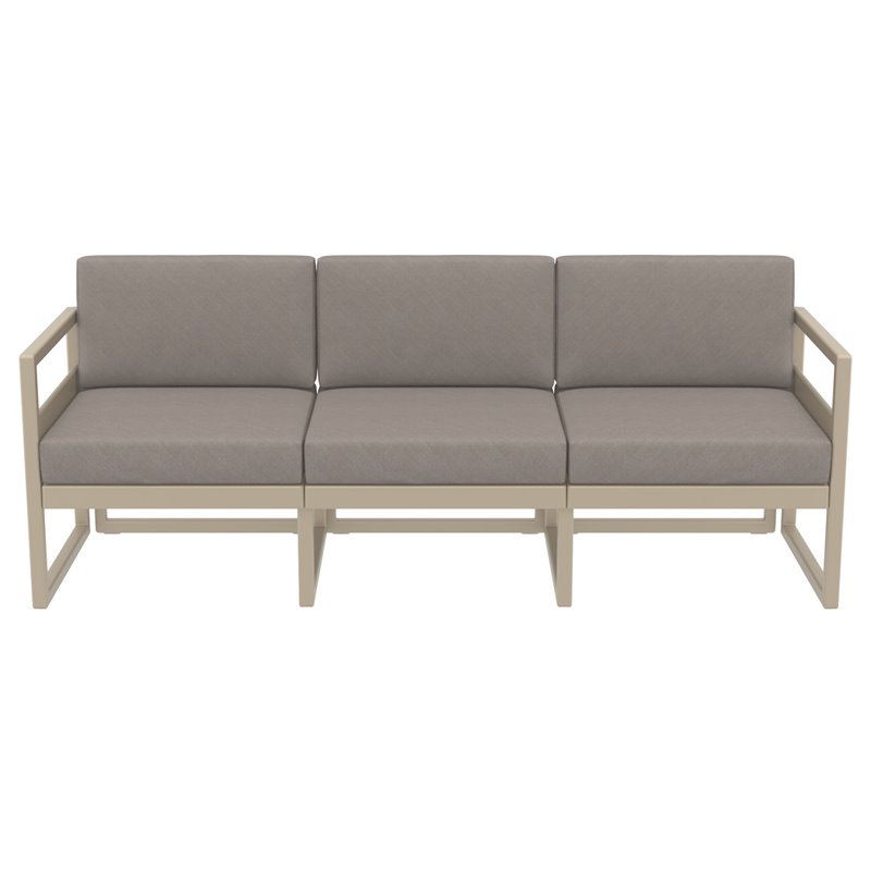 Mykonos Patio Sofa Taupe with Acrylic Fabric Taupe Cushions
